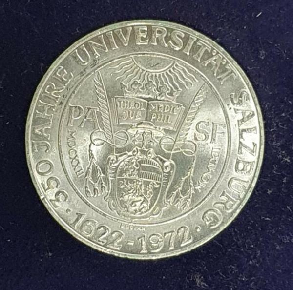 50 Schilling "350 Jahre Universität Salzburg" 1972, Österreich 900er Silbermünze