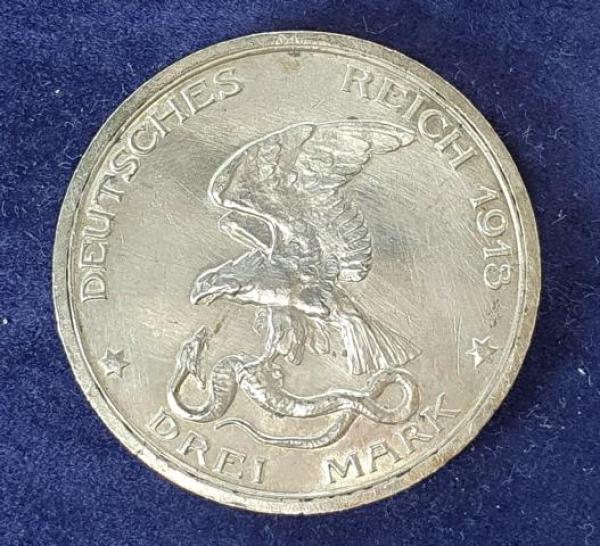 3 Mark Kaiserreich "100 Jahre Befreiungskriege, Der König rief" 1913 aus 900er Silber