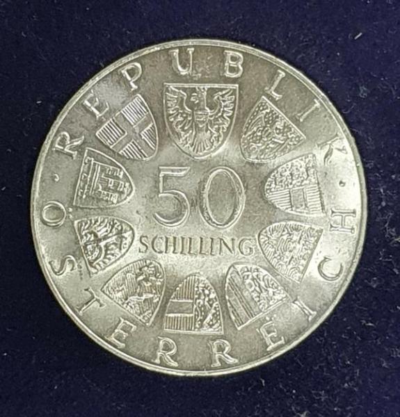 50 Schilling "100. Geburtstag Bundespräsident Dr. h. c. Theodor Körner" 1973, Österreich 900er Silbermünze