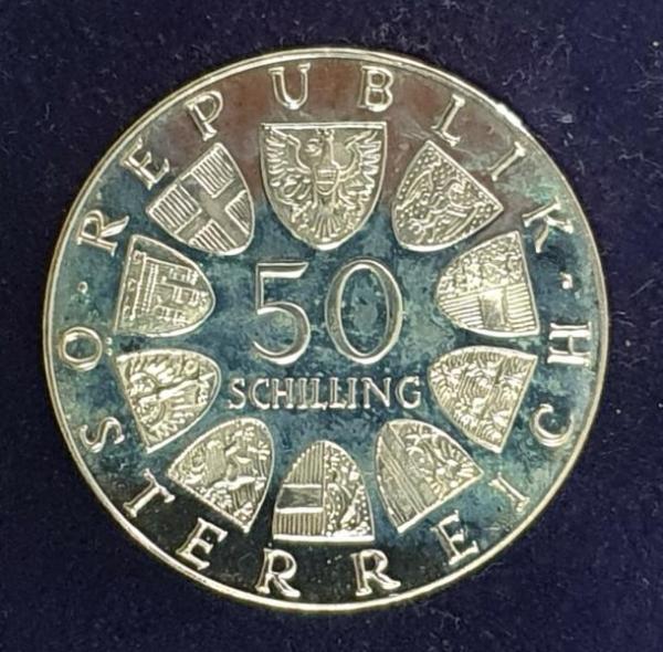 50 Schilling "500 Jahre Bummerlhaus in Steyr" 1973, Österreich 900er Silbermünze