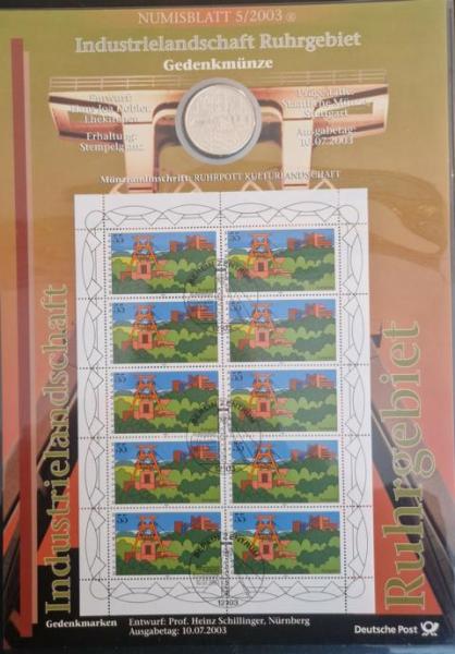 Numisblatt 5/2003 mit Gedenkmünze 10 EUR Industrielandschaft Ruhrgebiet 925er Silber