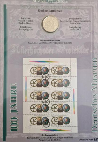 Numisblatt 01/2003 mit Gedenkmünze 10 EUR Deutsches Museum 925er Silber