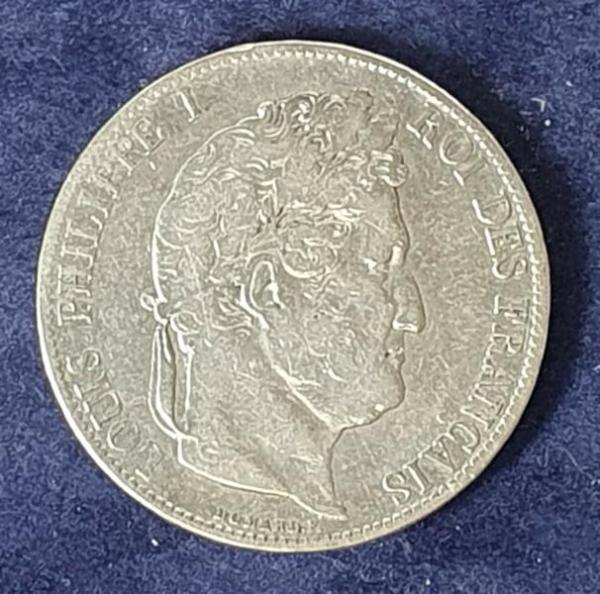 5 Francs 1847 Louis-Philippe I., Frankreich, 900er Silbermünze