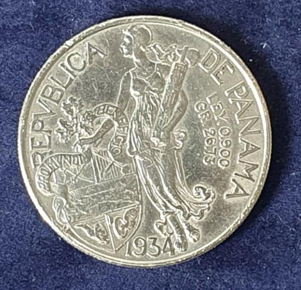 1 Balboa 1934, Panama, -Un Balboa- , Silber 900