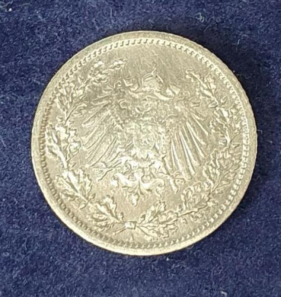 1/2 Mark - Wilhelm II Typ 2 - kleiner Schild, 1912 A Deutschland, 900er Silbermünze
