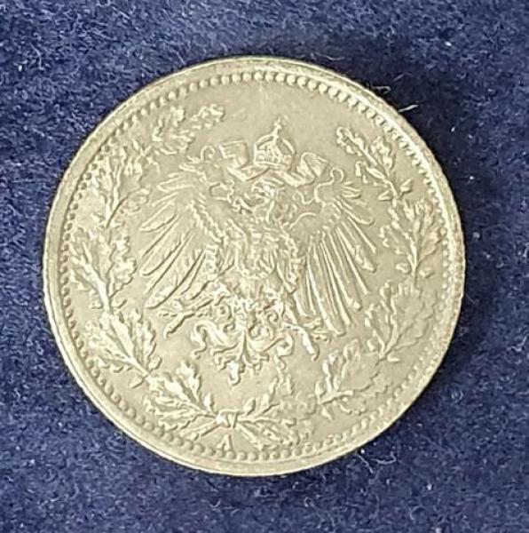 1/2 Mark - Wilhelm II Typ 2 - kleiner Schild, 1917 A Deutschland, 900er Silbermünze
