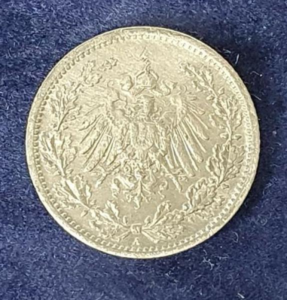 1/2 Mark - Wilhelm II Typ 2 - kleiner Schild, 1909 A Deutschland, 900er Silbermünze