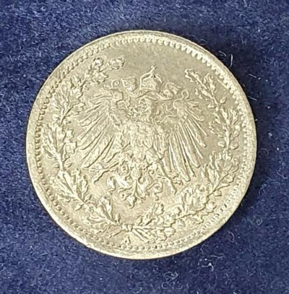 1/2 Mark - Wilhelm II Typ 2 - kleiner Schild, 1914 A Deutschland, 900er Silbermünze