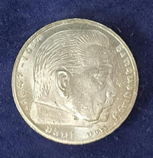 2 Reichsmark Hindenburg 1937 A, Deutsches Reich, 625er Silbermünze