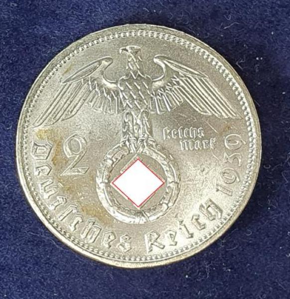 2 Reichsmark Hindenburg 1939 A, Deutsches Reich, 625er Silbermünze