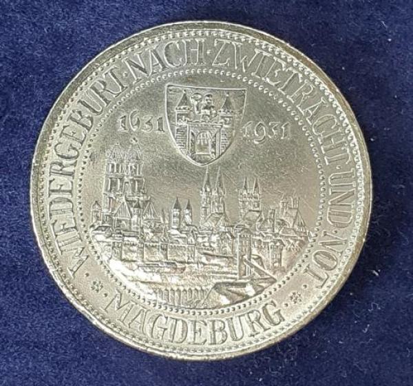 3 Reichsmark "Magdeburg" 1931 A Weimarer Republik aus 500er Silber
