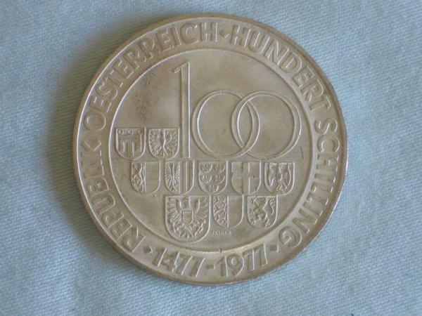 100 Schilling "Europa" 1977, Silber 640er