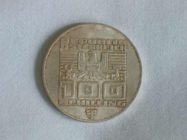100 Schilling Österreich "XII Olympische Winterspiele", 640er Silbermünze