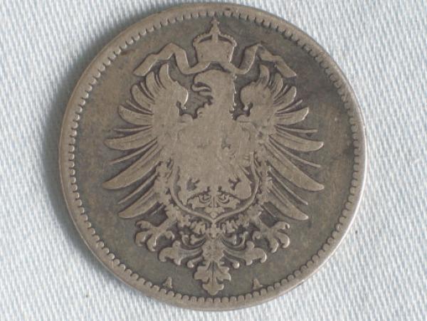 1 Mark Kaiserreich 1876 A aus 900er Silber