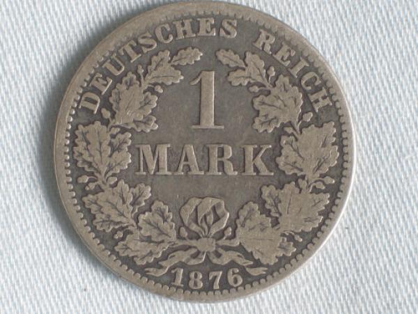 1 Mark Kaiserreich 1876 A aus 900er Silber