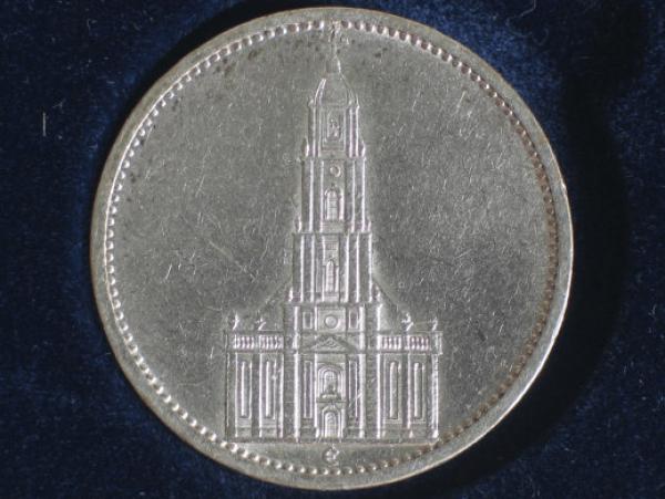5 Reichsmark Drittes Reich "Garnisonskirche" 1934 E aus 900er Silber + Echtheitszertifikat