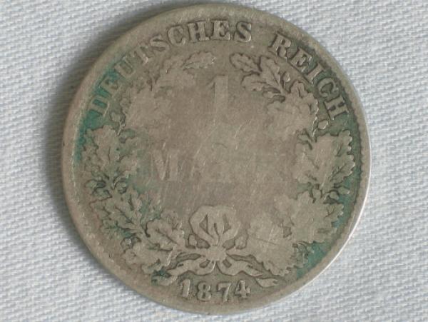 1 Mark Kaiserreich 1874 D aus 900er Silber