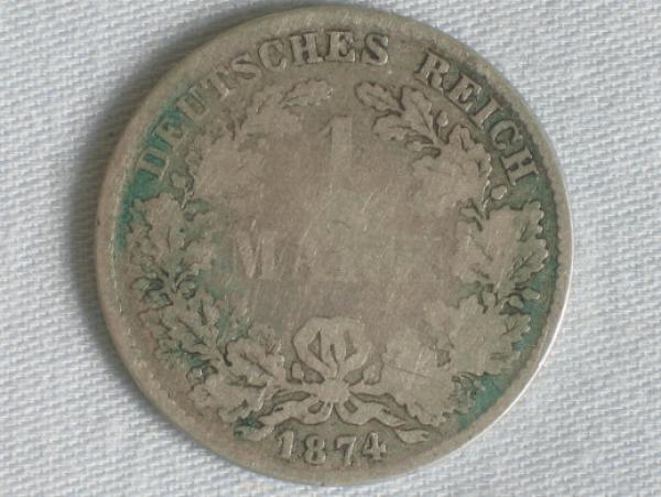 1 Mark Kaiserreich 1874 D aus 900er Silber