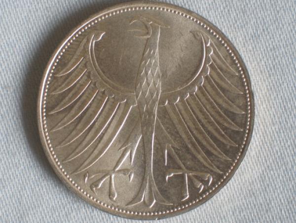 5 DM Silberadler aus 625er Silber 1974 D