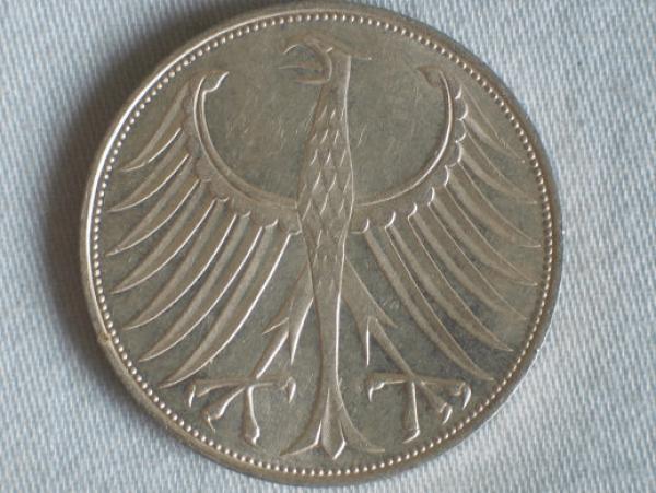 5 DM Silberadler aus 625er Silber 1973 D