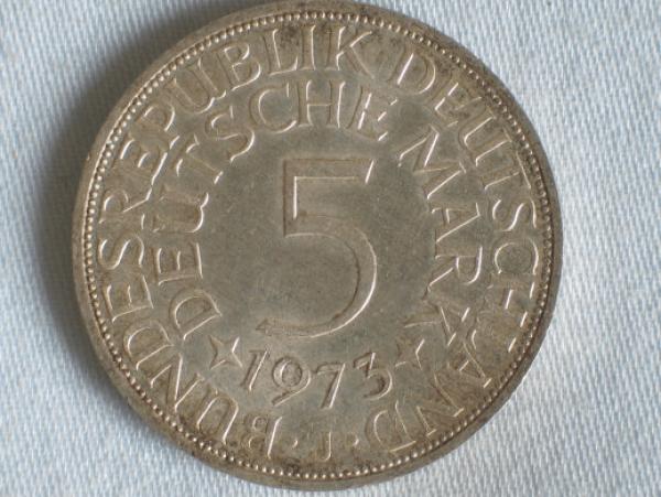 5 DM Silberadler aus 625er Silber 1973 J