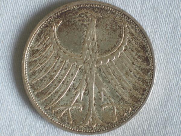 5 DM Silberadler aus 625er Silber 1973 J
