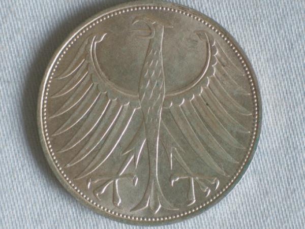5 DM Silberadler aus 625er Silber 1973 D