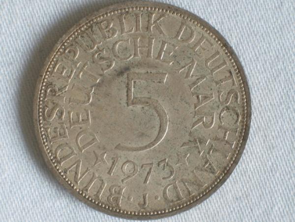 5 DM Silberadler aus 625er Silber 1973 J