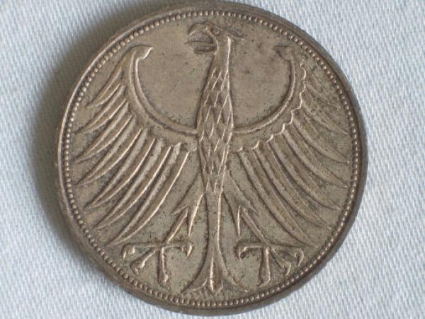 5 DM Silberadler aus 625er Silber 1973 J