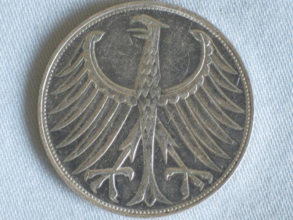 5 DM Silberadler aus 625er Silber 1971 G