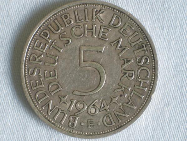B684 "Silberadler" 5 DM aus 625er Silber 1964 F