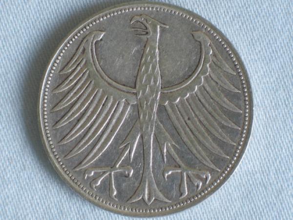 5 DM Silberadler aus 625er Silber 1959 G