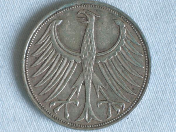 5 DM Silberadler aus 625er Silber 1959 J