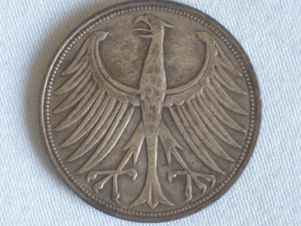 5 DM Silberadler aus 625er Silber 1951 J