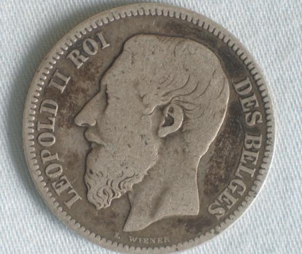 2 Francs "Leopold II" aus 835er Silber 1867 km# 30