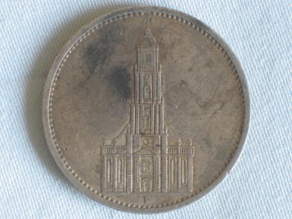 5 Reichsmark 1934 F "Garnisonskirche" aus 900er Silber