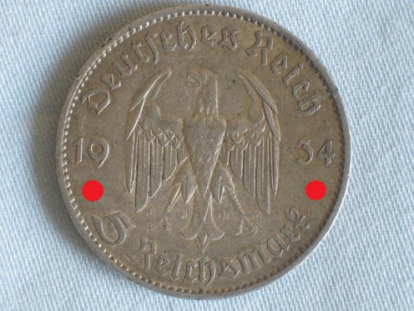 5 Reichsmark 1934 F "Garnisonskirche" aus 900er Silber