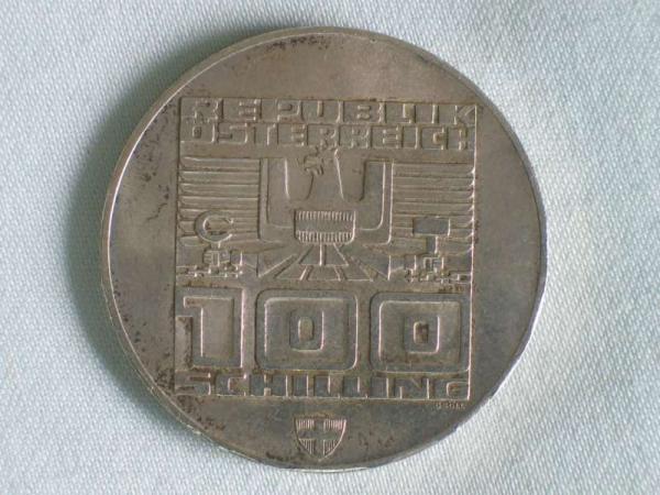 100 Schilling "Olympiade Innsbruck" "Ski Fahrer" 1976 aus 640er Silber