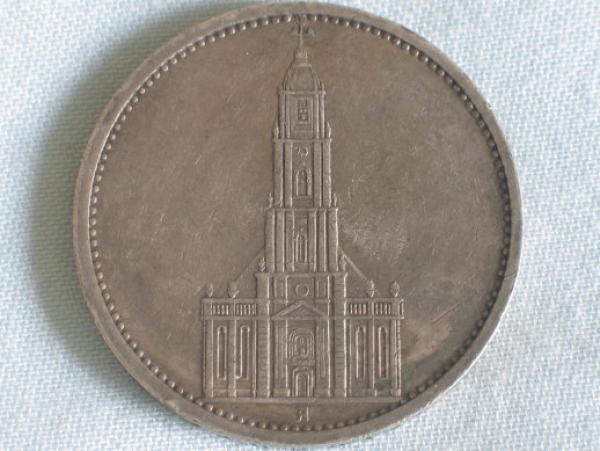 5 Reichsmark 1934 F "Garnisonskirche" aus 900er Silber
