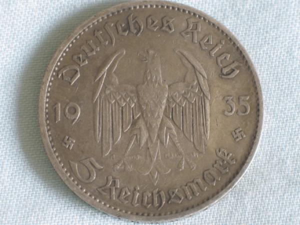5 Reichsmark 1934 F "Garnisonskirche" aus 900er Silber