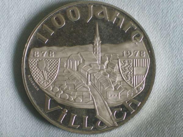 100 Schilling Österreich "1100 Jahre Villach", 640er Silbermünze