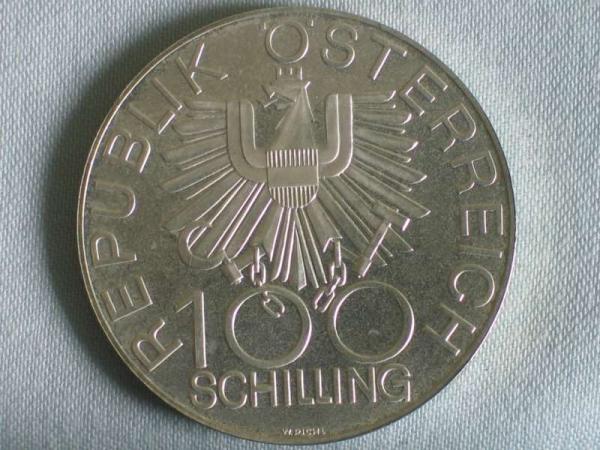 100 Schilling Österreich "700 Jahrfeier des Domes", 640er Silbermünze KM# 2942