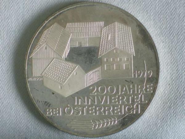 100 Schilling Österreich "200 Jahre Innviertel", 640er Silbermünze KM# 2943