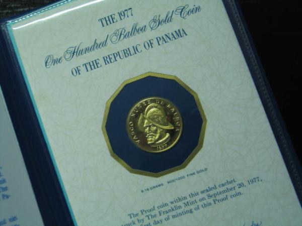 100 Balboas 1977, Panama, Franklin Mint in OVP mit Zertifikat