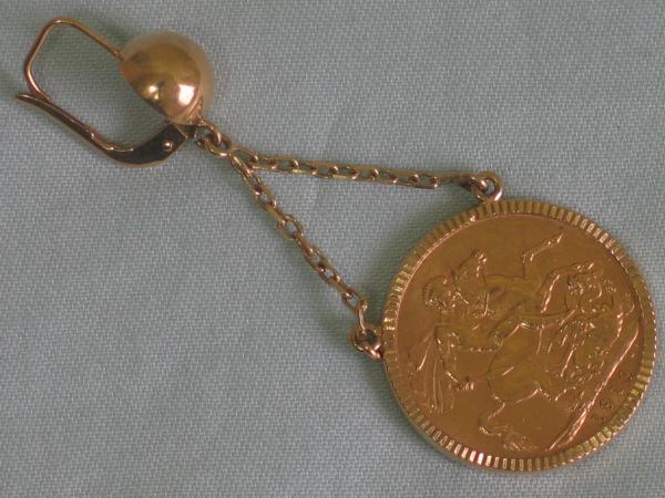 Münz Ohrringe "Sovereign - George und Victoria" aus 917er und 585er Gold