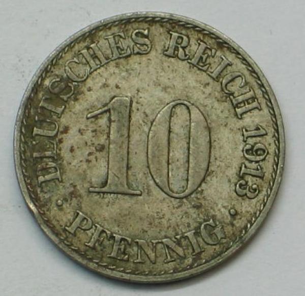 10 Pfennig Kaiserreich 1913 A aus CuNi