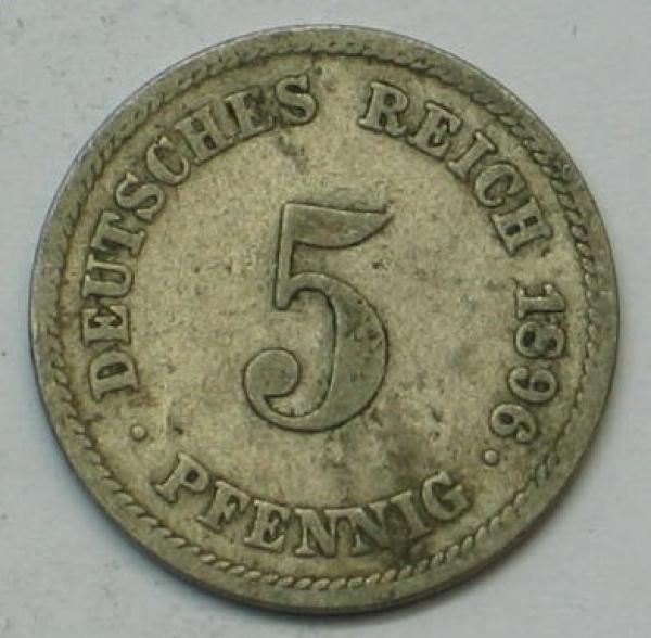 5 Pfennig Kaiserreich 1896 A aus CuNi