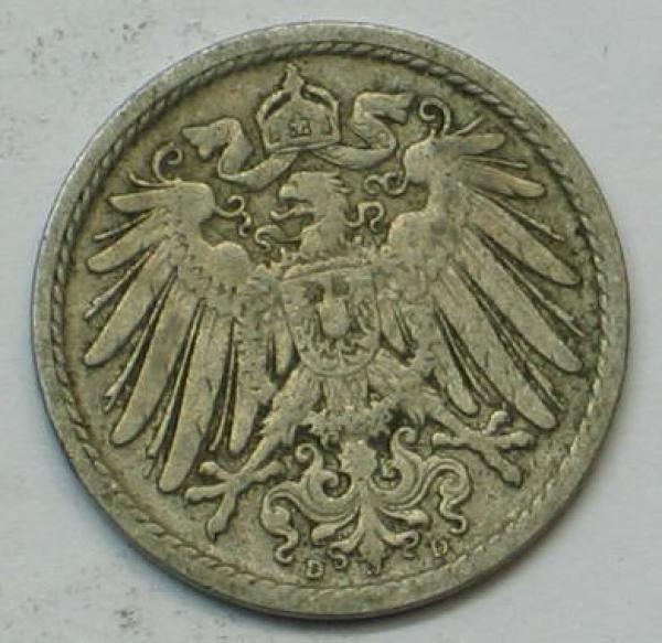5 Pfennig Kaiserreich 1903 D aus CuNi