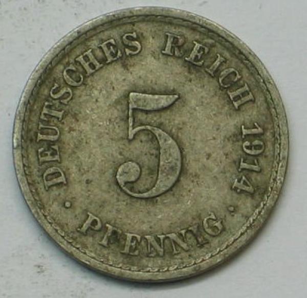 5 Pfennig Kaiserreich 1914 A aus CuNi