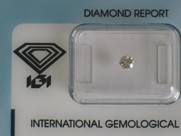 Diamant im Brillantschliff 0.19 ct / VS2 / G / G/ VG / G / mit IGI Report